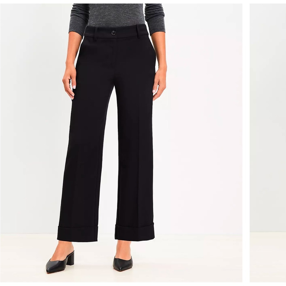 Loft curvy straight cropped cuffed pants in twill